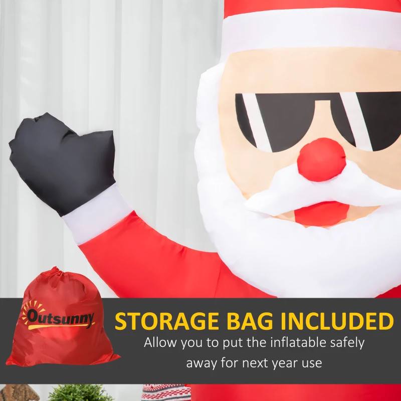 Outsunny Mos Craciun gonflabil, afisaj in aer liber cu LED in curte pentru petrecere in gradina 1,8m