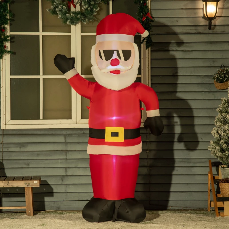 Outsunny Mos Craciun gonflabil, afisaj in aer liber cu LED in curte pentru petrecere in gradina 1,8m