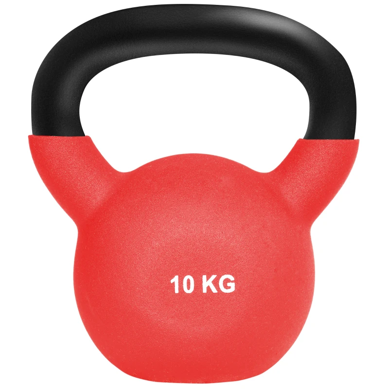 HOMCOM Pesa Rusa de 10 kg de Hierro Fundido con Revestimiento de Neopreno para Entrenamiento de Fuerza 19x12x22 cm Rojo