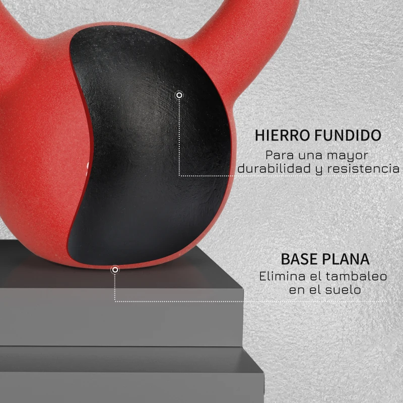 HOMCOM Pesa Rusa de 10 kg de Hierro Fundido con Revestimiento de Neopreno para Entrenamiento de Fuerza 19x12x22 cm Rojo