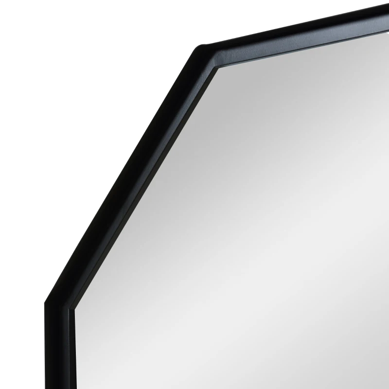 HOMCOM Oglinda de perete octogonala 61x61cm cu raft de depozitare din lemn