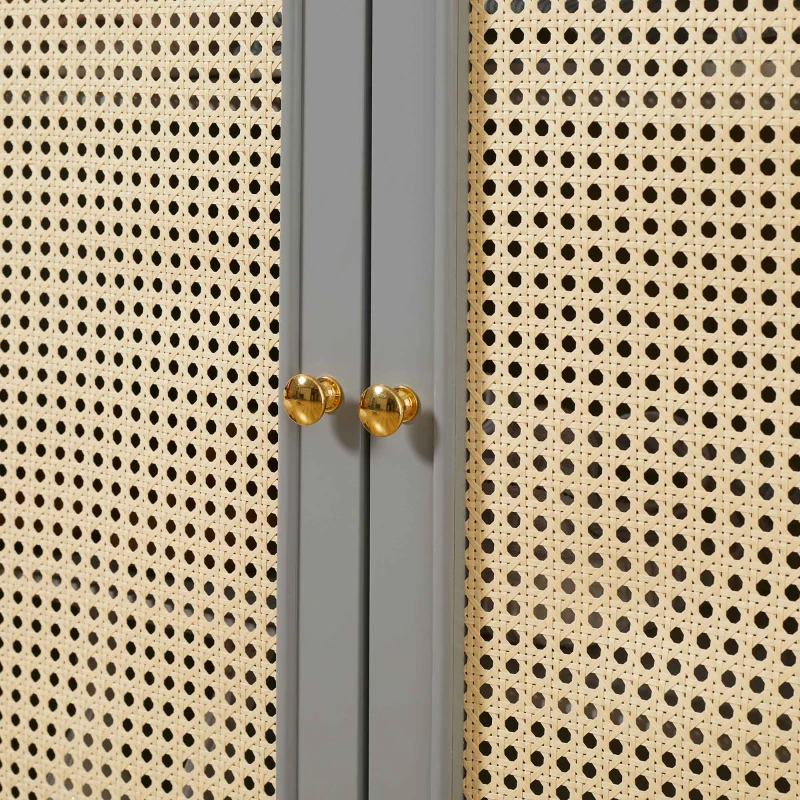 HOMCOM Mueble Aparador Moderno Armario Zapatero para 9 Pares de Zapatos con Puertas de Rejilla y Cajón 80x40x110 cm Gris