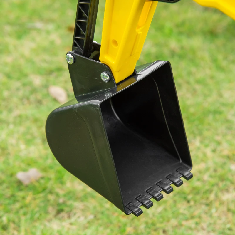 HOMCOM Excavator de jucarie cu urcare Cu pedala Vehidul de constructie pentru jocuri de simulare cu claxon pentru copii, galben(m-8)