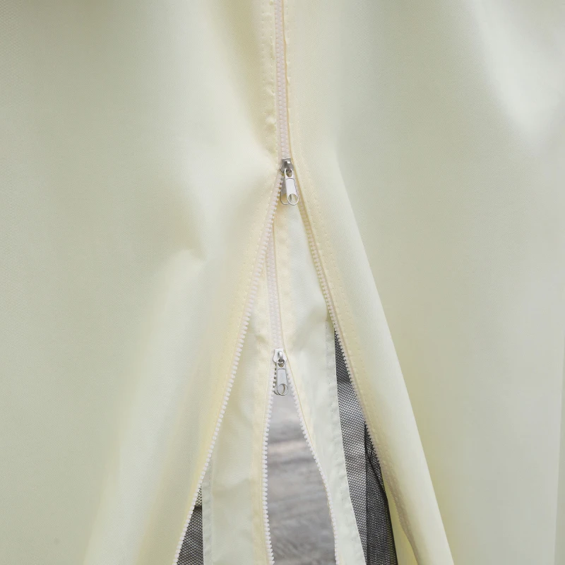 Foisor Outsunny cu Acoperis dublu, Plasa de tantari, Perdele laterale, culoare crema alba 3x4m