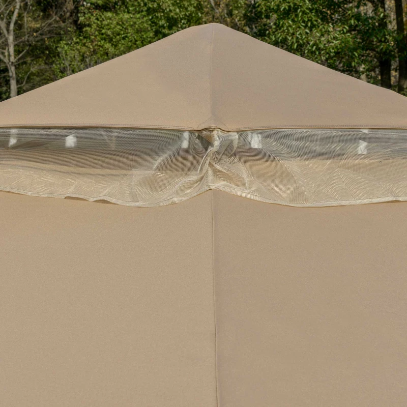 Outsunny Foisor de Gradina cu plasa de tantari 3x3m si acoperis pe 2 niveluri, Metal