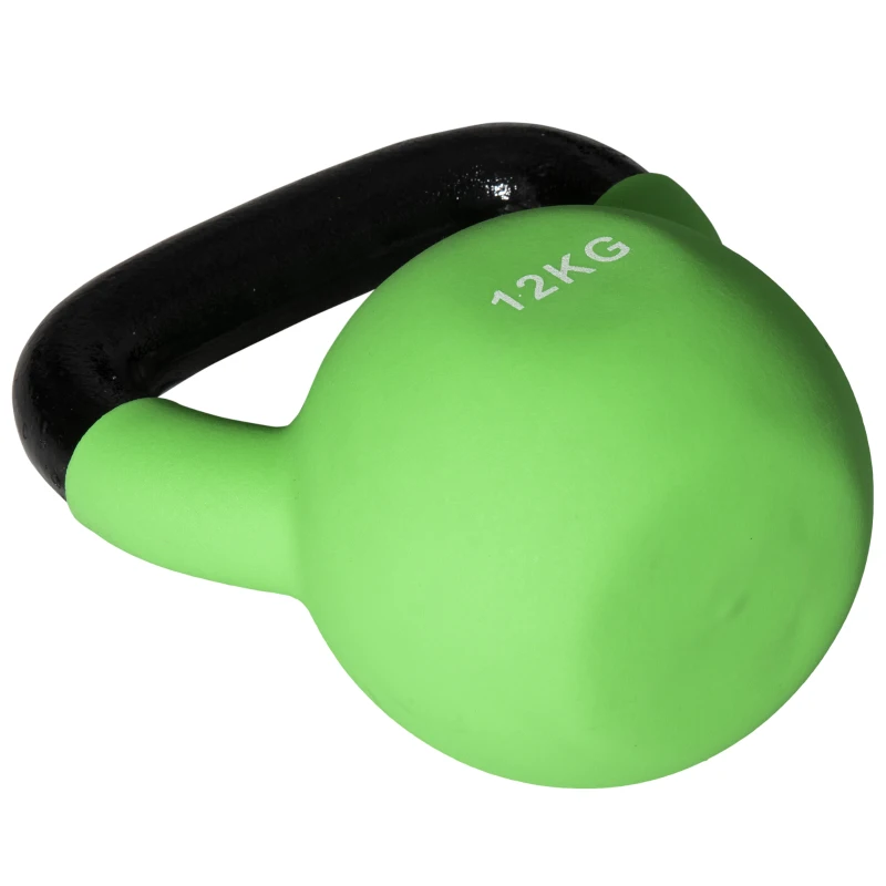 HOMCOM Pesa Rusa de 12 kg de Hierro Fundido con Revestimiento de Neopreno para Entrenamiento de Fuerza 20x13x23 cm Verde