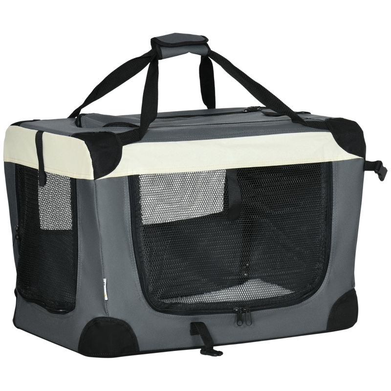 PawHut 60cm Transportor pliabil pentru animale de companie, cusca pentru caini, gri