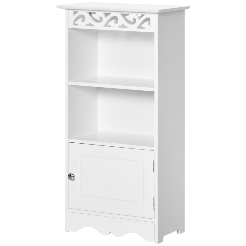 Homcom Dulapior Baie Lemn Alb – Decor Floral Sculptat 40×23×80 cm(m-4)