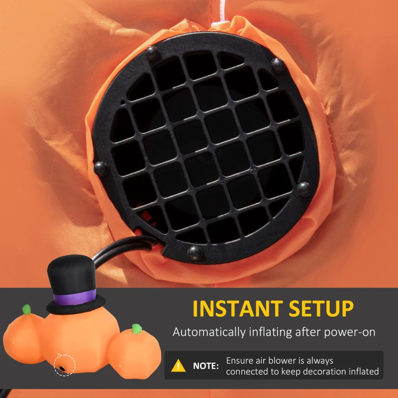Outsunny 6ft Inflatable Halloween Large Pumpkin in Hat with Four Small Pumpkins, Blow-Up LED Display for Lawn, Garden, Party, Indoor and Outdoor