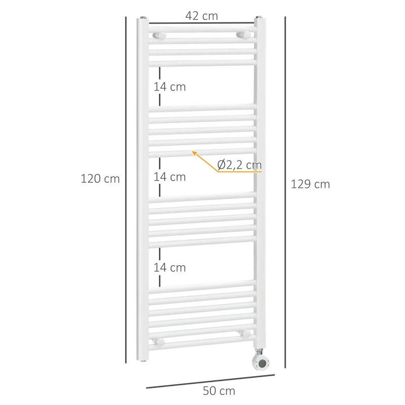 HOMCOM Badezimmerheizung, 24/7-Programmierung, 4 Modi, Überhitzungsschutz, 50 cm x 129 cm, Weiß