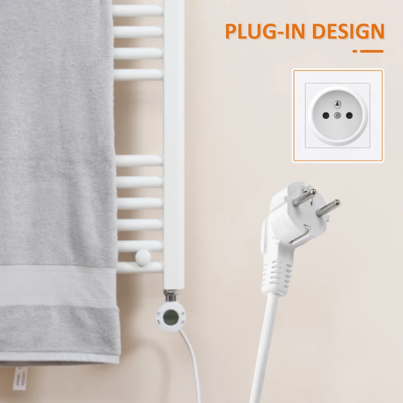 HOMCOM Badezimmerheizung, 24/7-Programmierung, 4 Modi, Überhitzungsschutz, 50 cm x 129 cm, Weiß