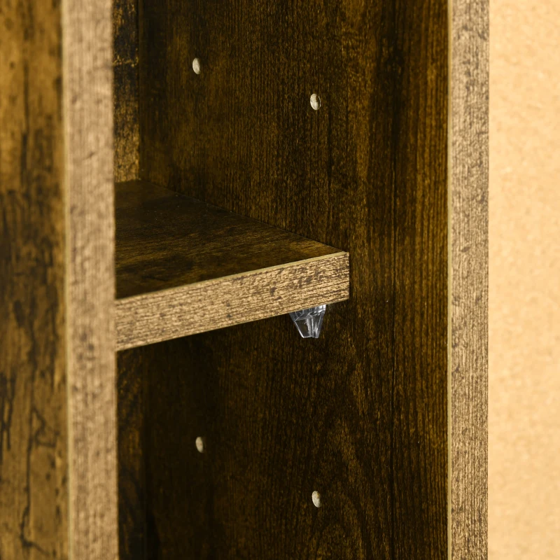 HOMCOM Birou montat pe perete , suspendat, masa pliabila,cu rafturi de depozitare pentru spatii mici, maro rustic