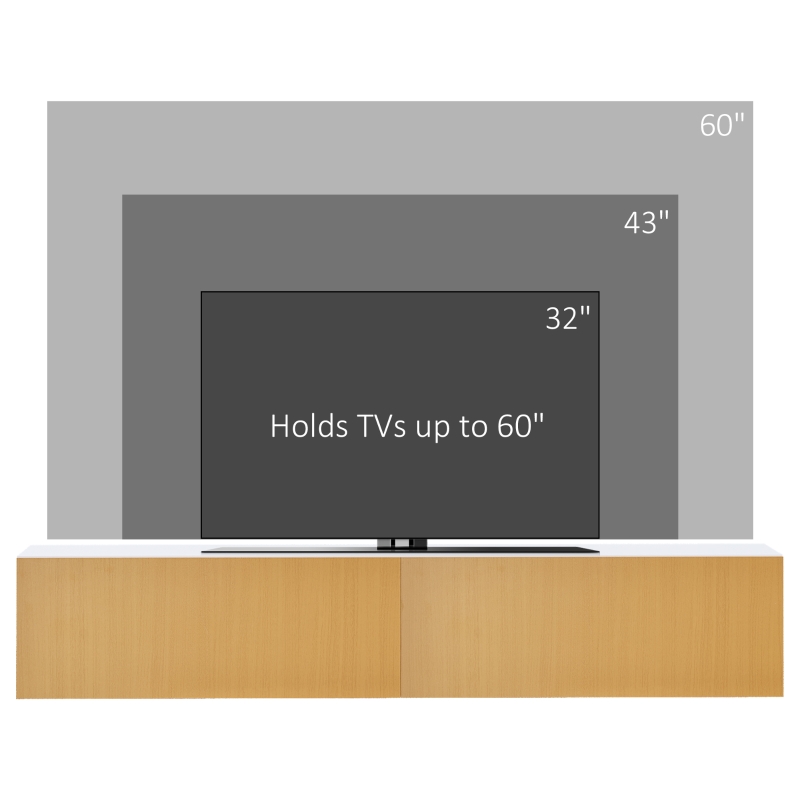 HOMCOM Dulap TV modern cu dulap de perete, centru de divertisment cu rafturi de depozitare pe perete pentru living dormitor, alb si maro deschis