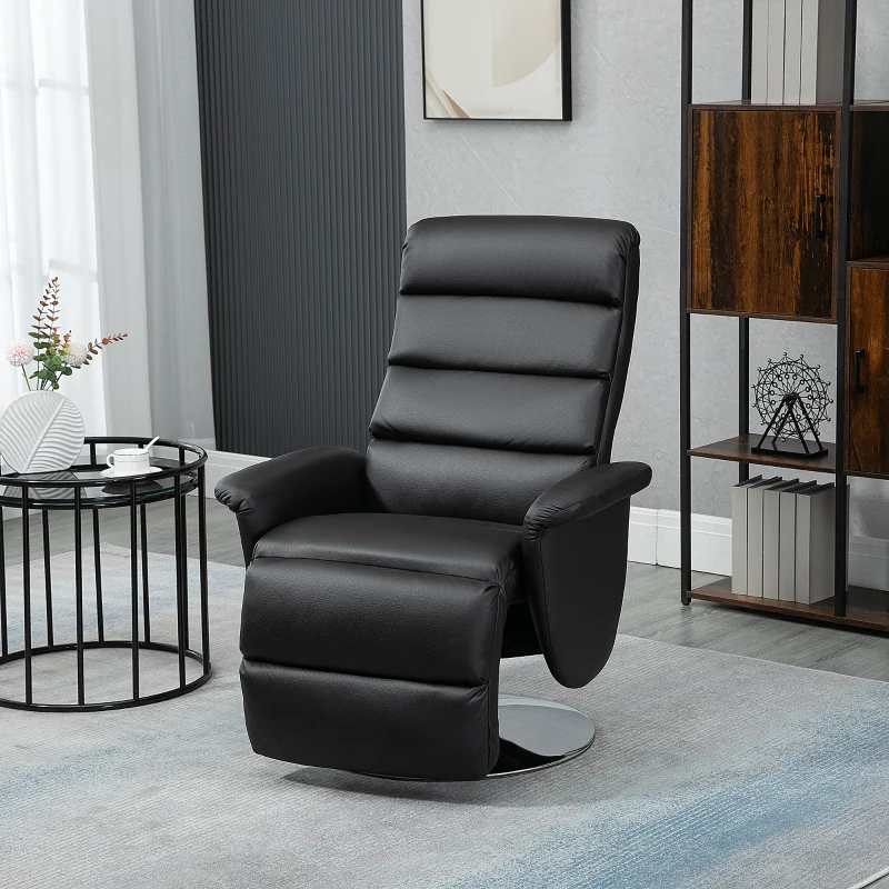 HOMCOM Scaun rabatabil , pivotant din stofa din microfibra cu cotiera captusita si suport pentru picioare pentru living, dormitor si biroul de acasa, negru