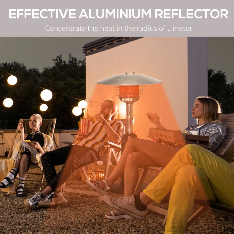 Outsunny 4KW Gas Patio Heater with Tip-over Protection, Outdoor Heater with Piezo Ignition, Adjustable Heat, Regulator and Hose for Garden, Outdoors, Brown