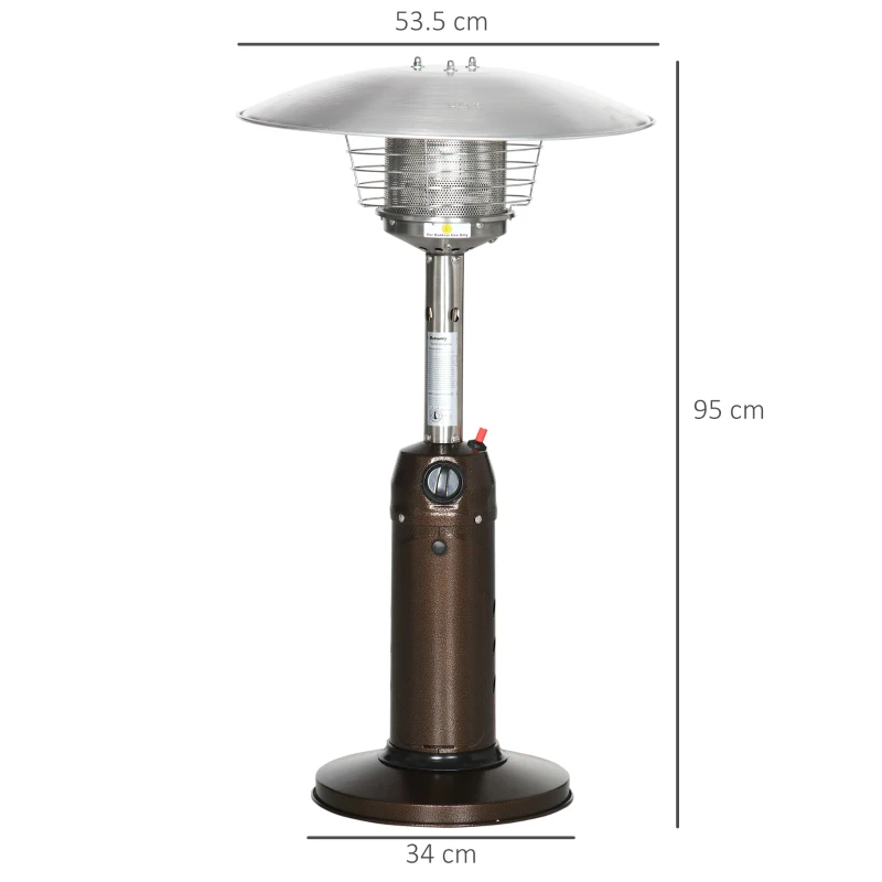 Outsunny 4KW Gas Patio Heater with Tip-over Protection, Outdoor Heater with Piezo Ignition, Adjustable Heat, Regulator and Hose for Garden, Outdoors, Brown