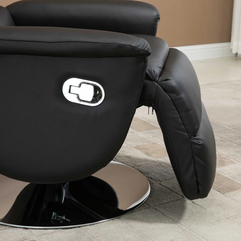 HOMCOM Scaun rabatabil , pivotant din stofa din microfibra cu cotiera captusita si suport pentru picioare pentru living, dormitor si biroul de acasa, negru