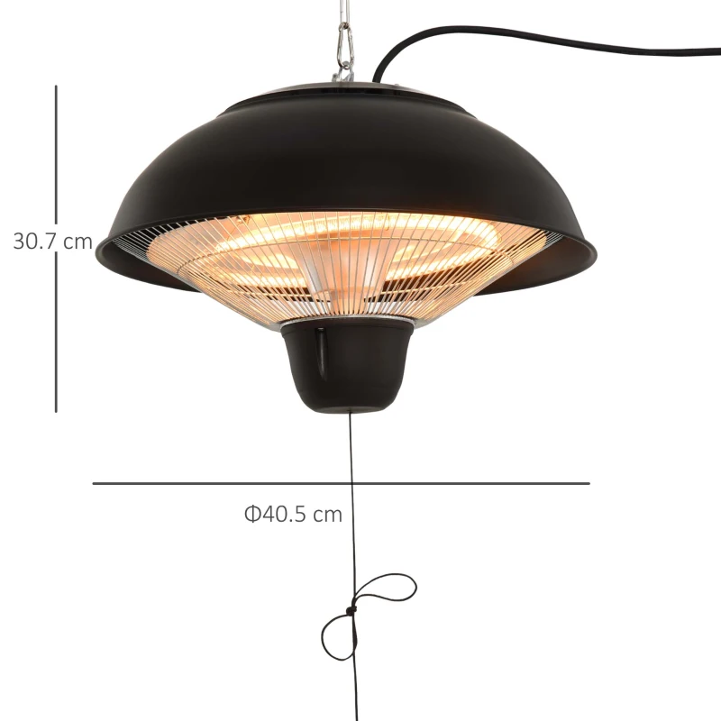 Outsunny Lampa pentru Incalzire Electrica Suspendata pentru Externa cu Iluminatie Led 1500W
