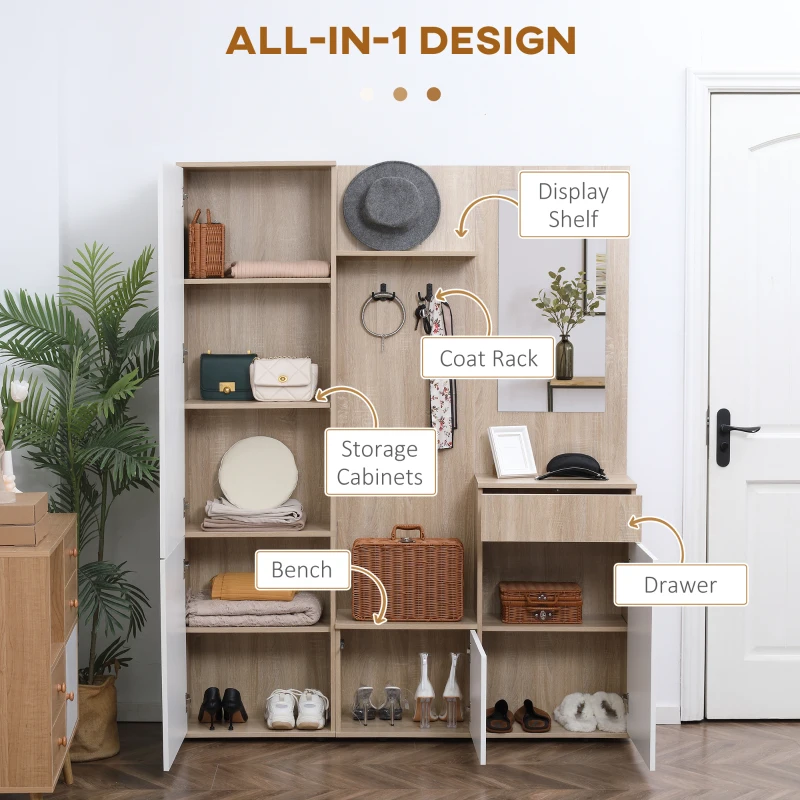 Homcom Organizator Intrare cu Oglinda(m-4)
