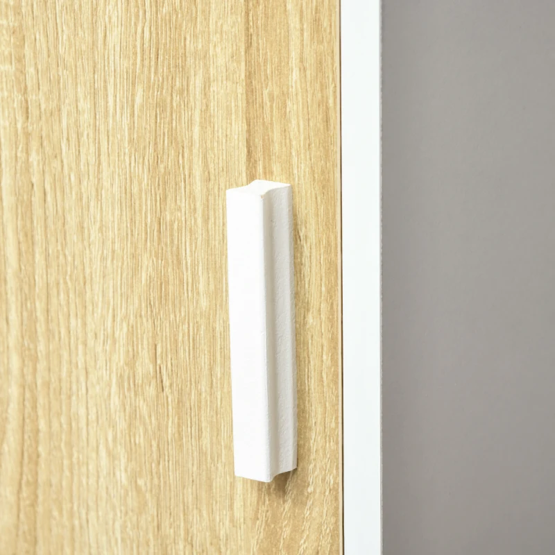 Kleankin Dulap de depozitare pentru baie inalt ,Organizator lateral subtire cu polita deschisa cu 2 niveluri, dulap, usa, alb