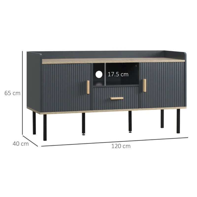 HOMCOM Mobile Porta TV fino a 55" con Ripiano, Cassetto e Armadietti, 120x40x65cm, Grigio