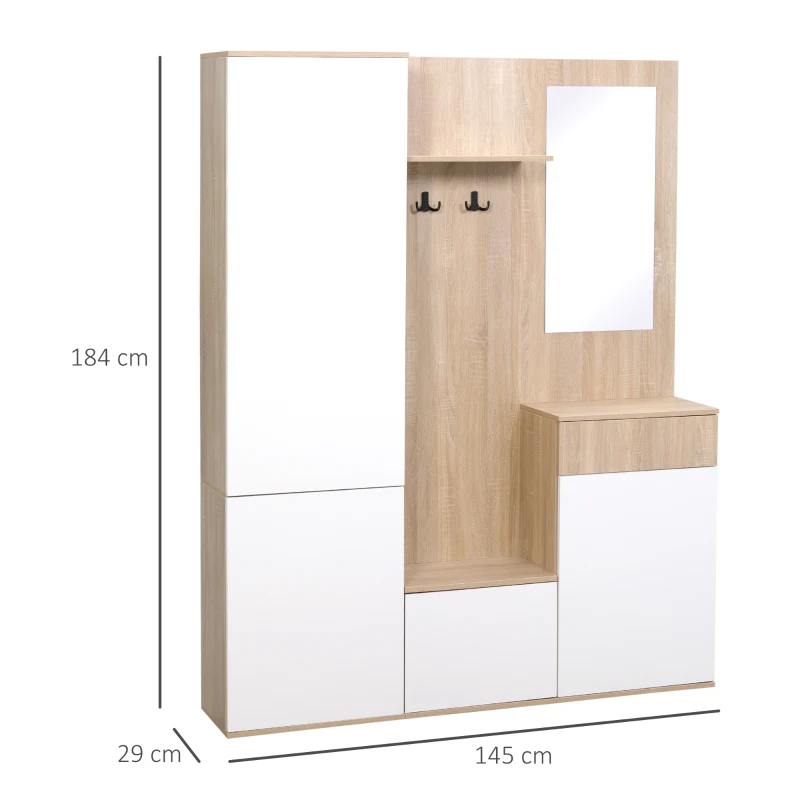 Homcom Organizator Intrare cu Oglinda(m-3)