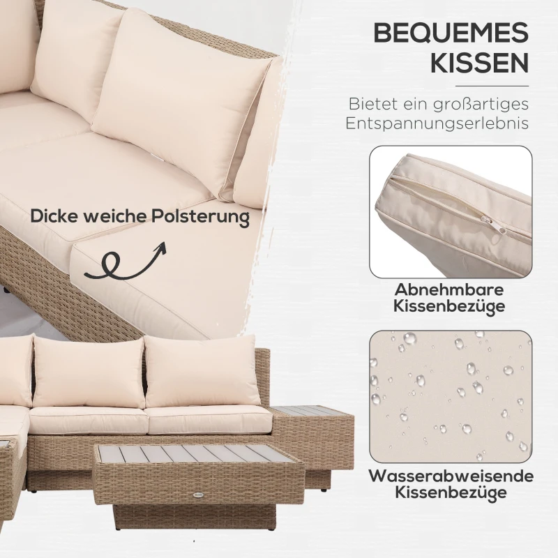 poly-rotan tuinmeubelen 4-delige loungeset zitgroep set met aflegvlakken