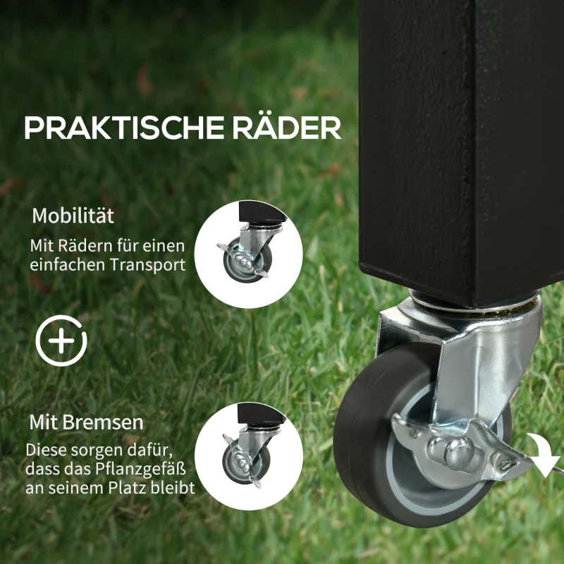 Outsunny Podwyższona grządka z kółkami 120 cm x 60,5 cm x 66 cm