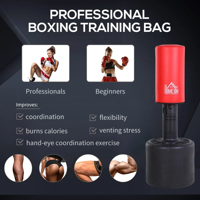 HOMCOM sac de box, inaltime reglabila 145-172cm, rosu, negru