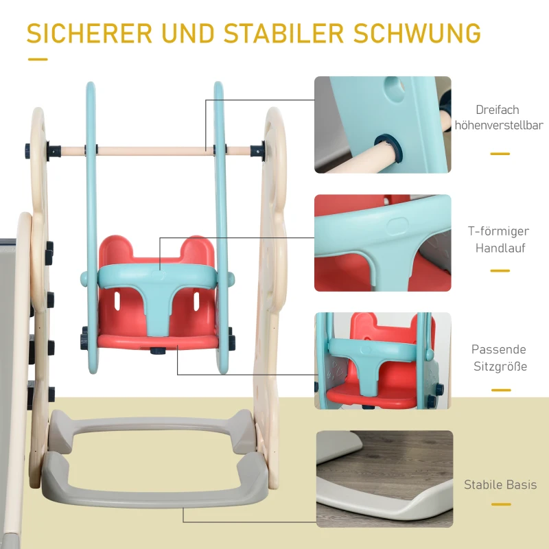 HOMCOM 3-in-1 kinderglijbaan speelgoed basketbalring schommel babyglijbaan voor 1-6 jaar