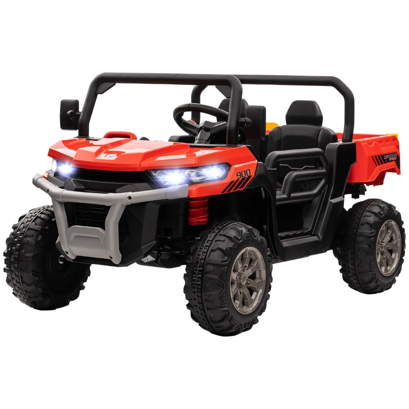 HOMCOM 12V 2 Seater Kids Electric Ride-On Car with Electric Bucket, Remote Control - Red