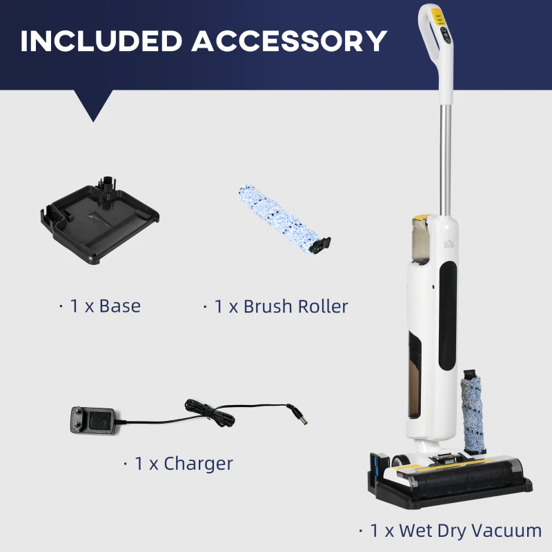 HOMCOM Aspirator fara fir umed uscat , aparat de curatat pardoseala portabil, multifunctional, cu sistem de autocuratare