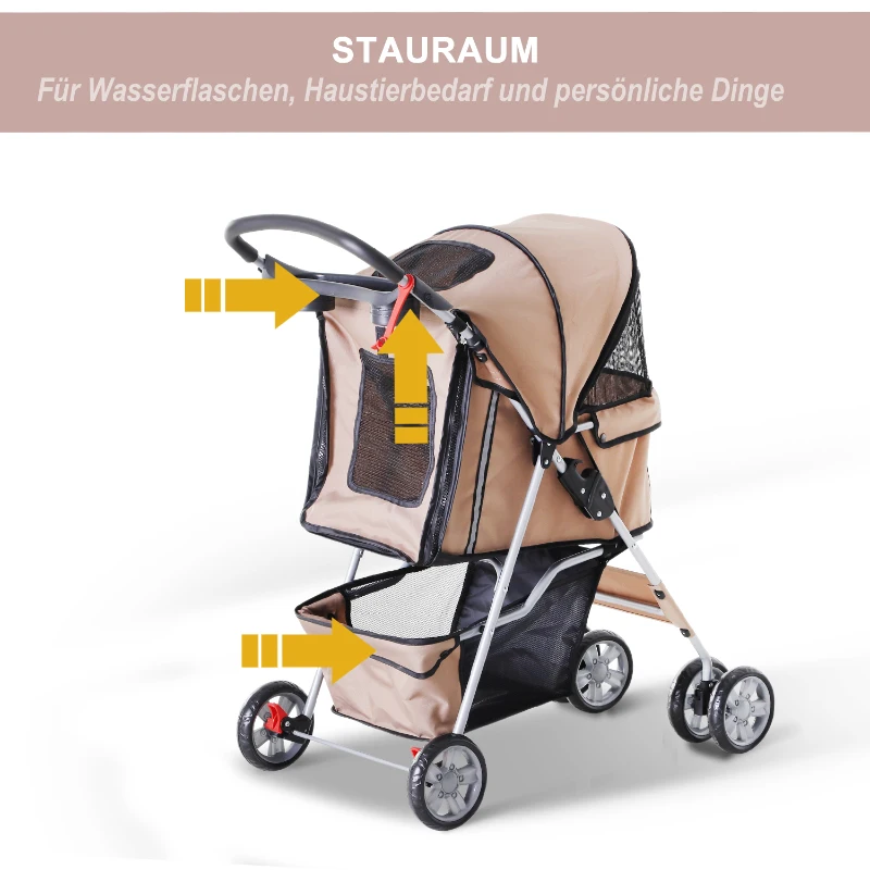 Wózek dla psa kota spacerowy transporter brązowy PawHut