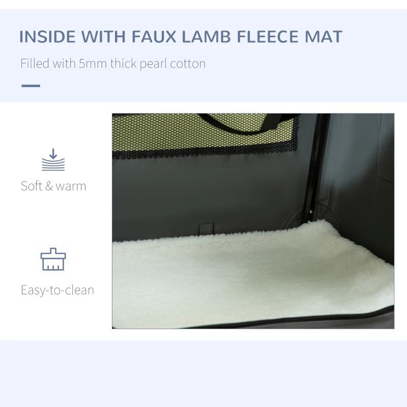 PawHut 70cm Transportor pliabil pentru animale de companie, cusca pentru caini, gri