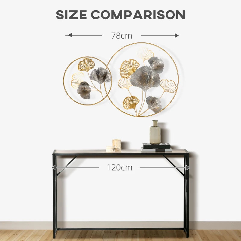 HOMCOM Decoratiune de perete 3D frunze de ginkgo aurii, pictata manual