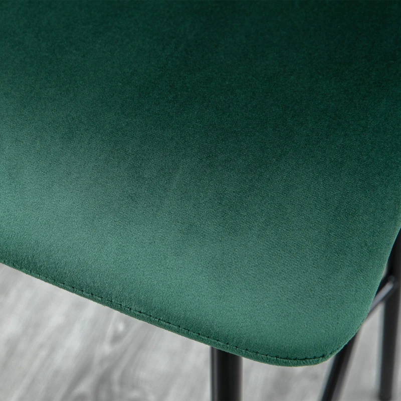HOMCOM Set de 4 scaune de bar modern, scaun de bucatarie, de bar tapitate cu spatar, picioare de otel, verde