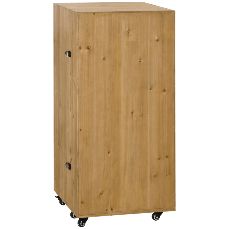 HOMCOM Dulap de vinuri rulant pentru 14 sticle, bufet de bucatarie pe roti cu usa, sertar, rafturi deschise pentru sufragerie, bar de casa, maro inchis