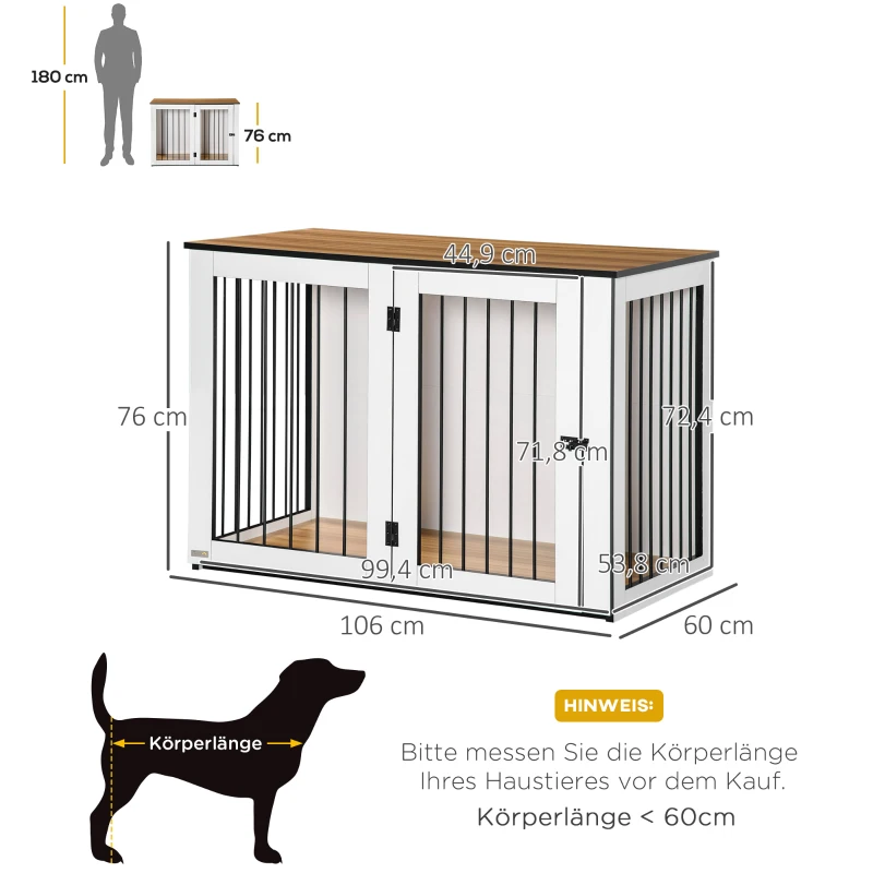 PawHut Hondenbench, 1 deur, voor kleine en middelgrote honden(m-3)