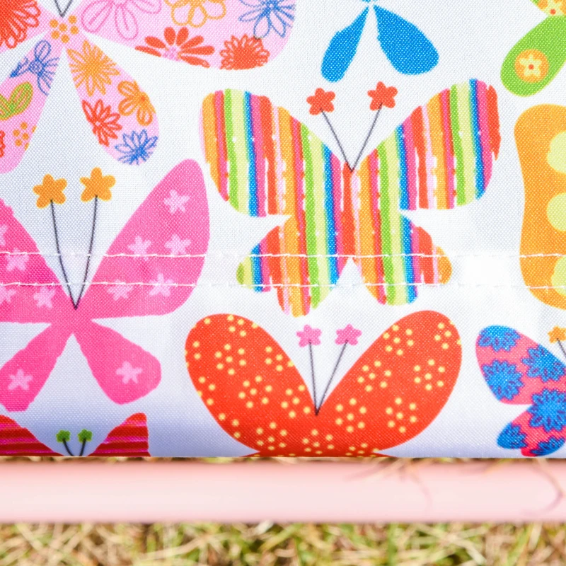 Outsunny Kinder Sonnenliege 180° verstellbar Strandliege Gartenliege Relaxliege Klappbar für 2-6 Jahre Metall Polyester Rosa 118 x 40 x 24 cm