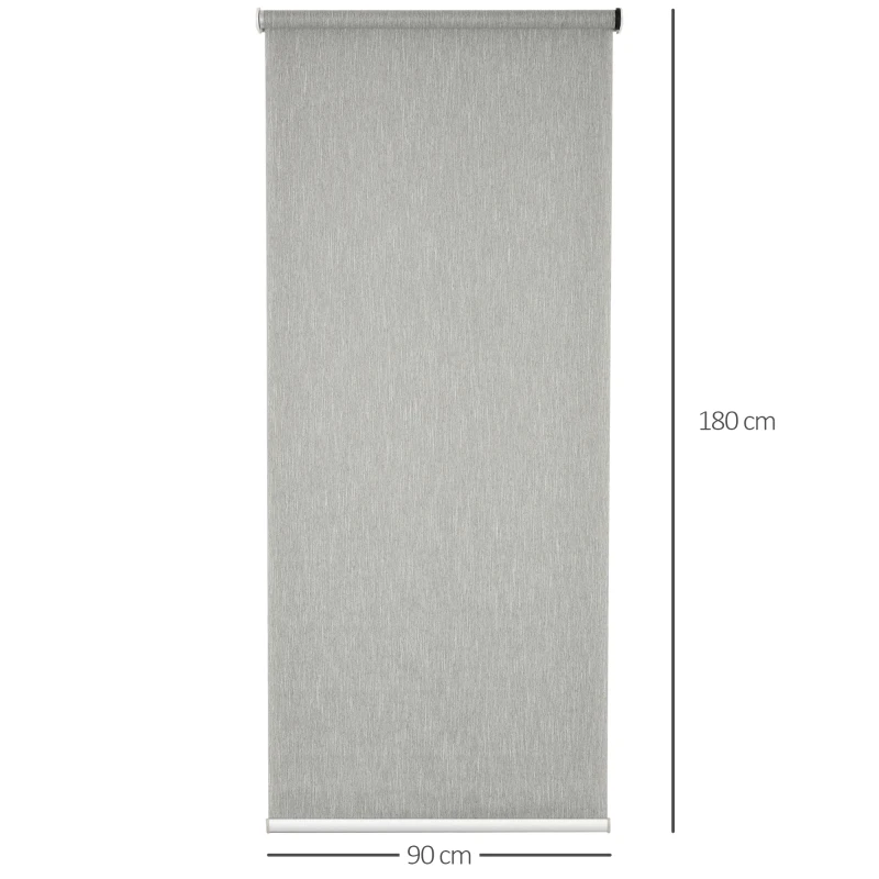 HOMCOM WiFi Smart Roller Blinds Work with TUYA App, Window Shade with Rechargeable Battery, Electric Shades Blind Easy Fit Home Office Living Room Bathroom Kitchen, Grey, 90cm x 180cm