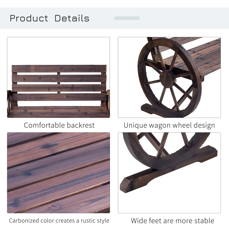 Outsunny 2-persoons tuinbank zitbank wieldesign tuinzitje houten bank landelijke stijl