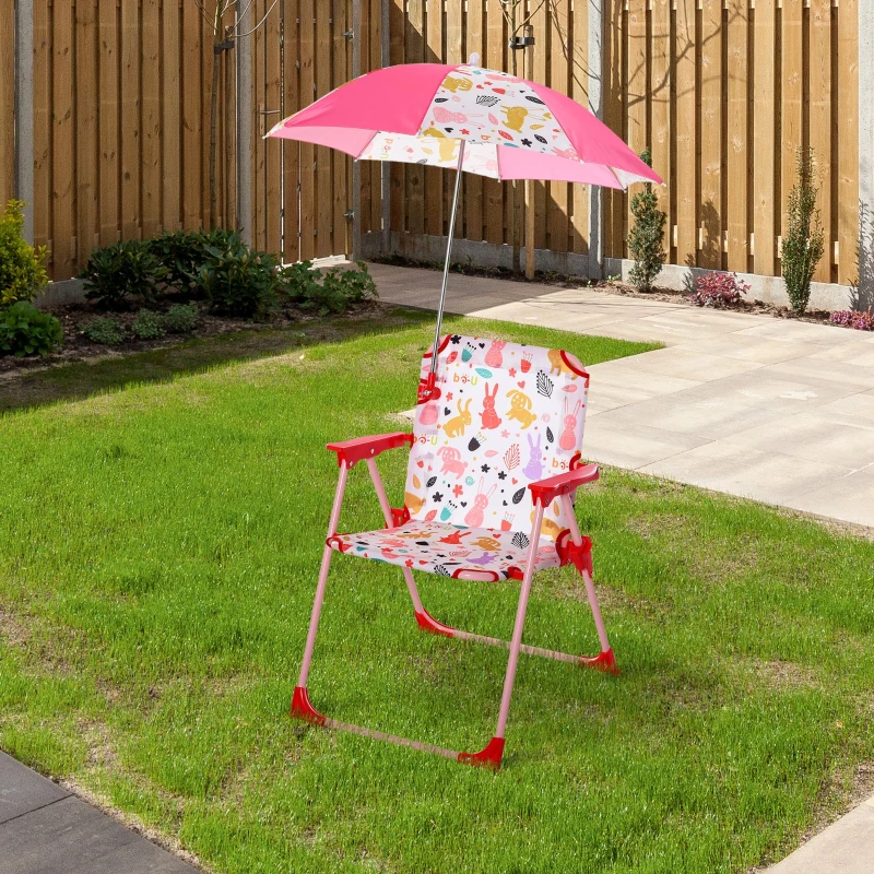 Kinder-campingstoel met parasol strandstoel opvouwbaar voor 1-3 jaar rood