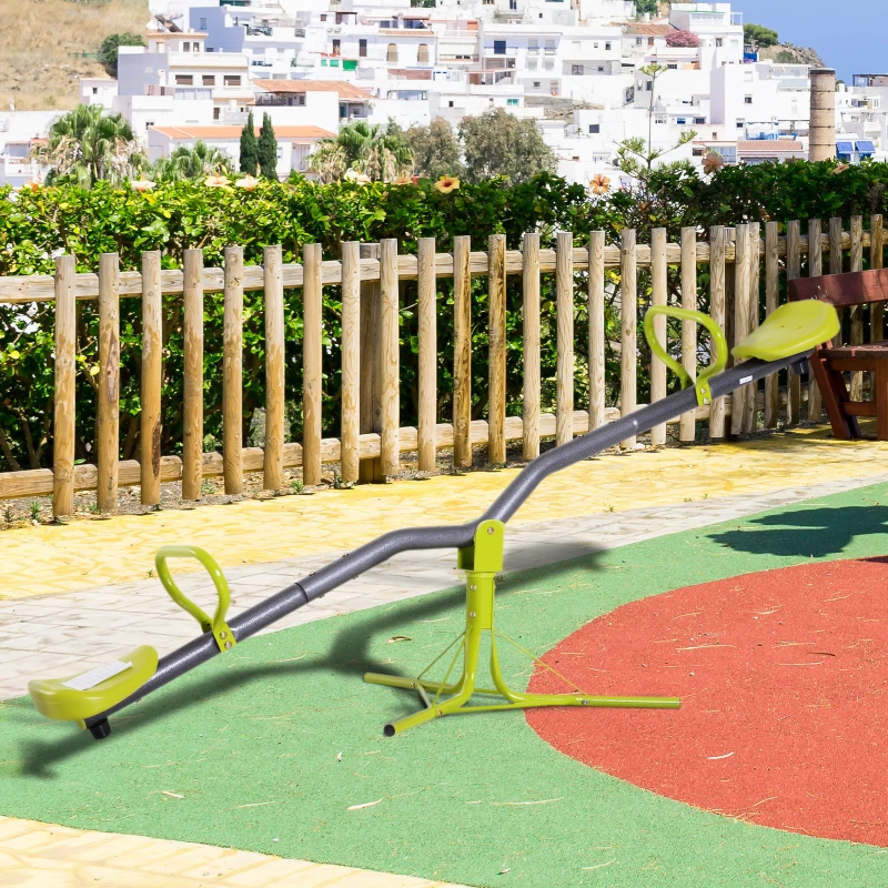 Kinderen tuinwip 360° draaibare wip carrouselwip metaal grijs groen