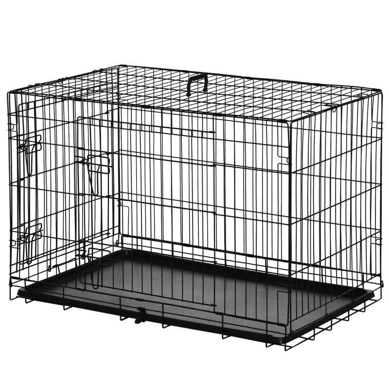 pawhut® hondentransportkooi transportbox draadkooi hondenbox kooi zwart L