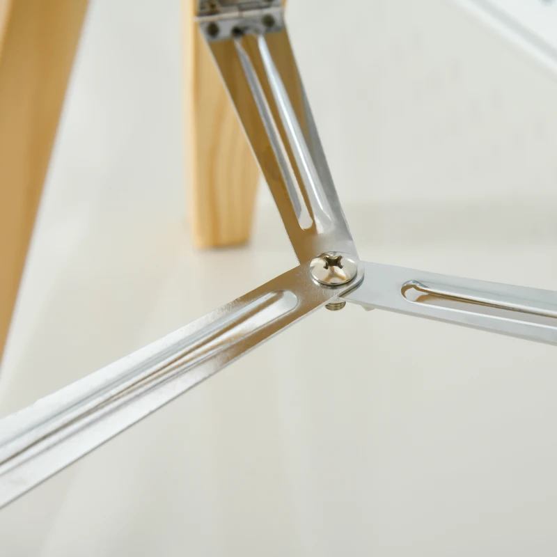 HOMCOM Lampa na statywie z drewna Trójnóg, Design Reflektora 30 cm x 30 cm x 68 cm Drewno Naturalne + Srebrne