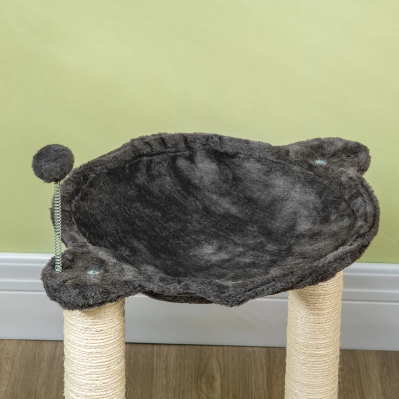 PawHut Ansamblu de pisici , turn pentru pisici cu 2 straturi pentru pisici de interior cu stalp de zgariat din sisal, pat pentru pisoi de plus, bila, 53,55x53,5x66 cm