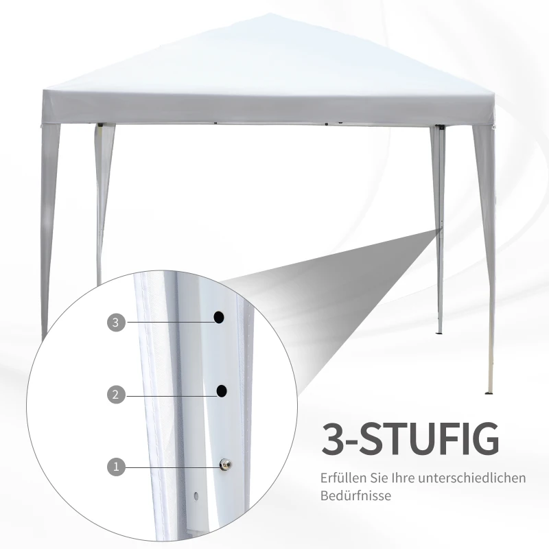 Outsunny Pawilon składany 3 x 3 m Pawilon ogrodowy Pawilon na imprezy Pawilon ogrodowy Ochrona przed UV Stal + Oxford Biały