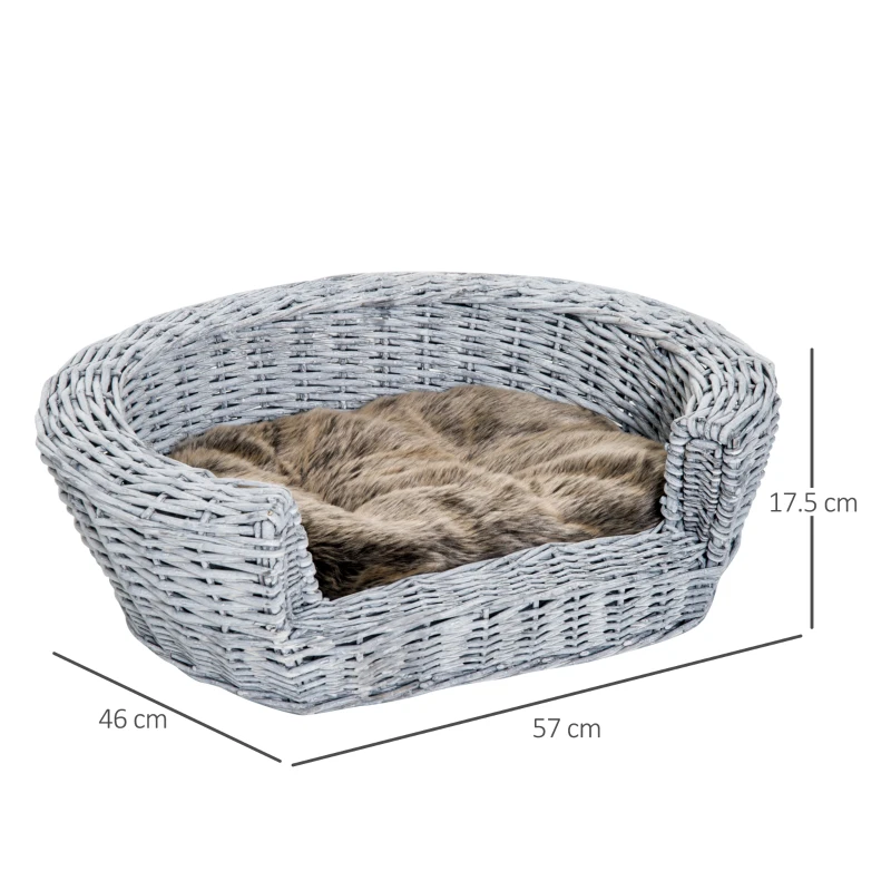 PawHut Cusca Interior pentru Animale de Companie cu Perna Gri maro 57 × 46 × 17.5cm