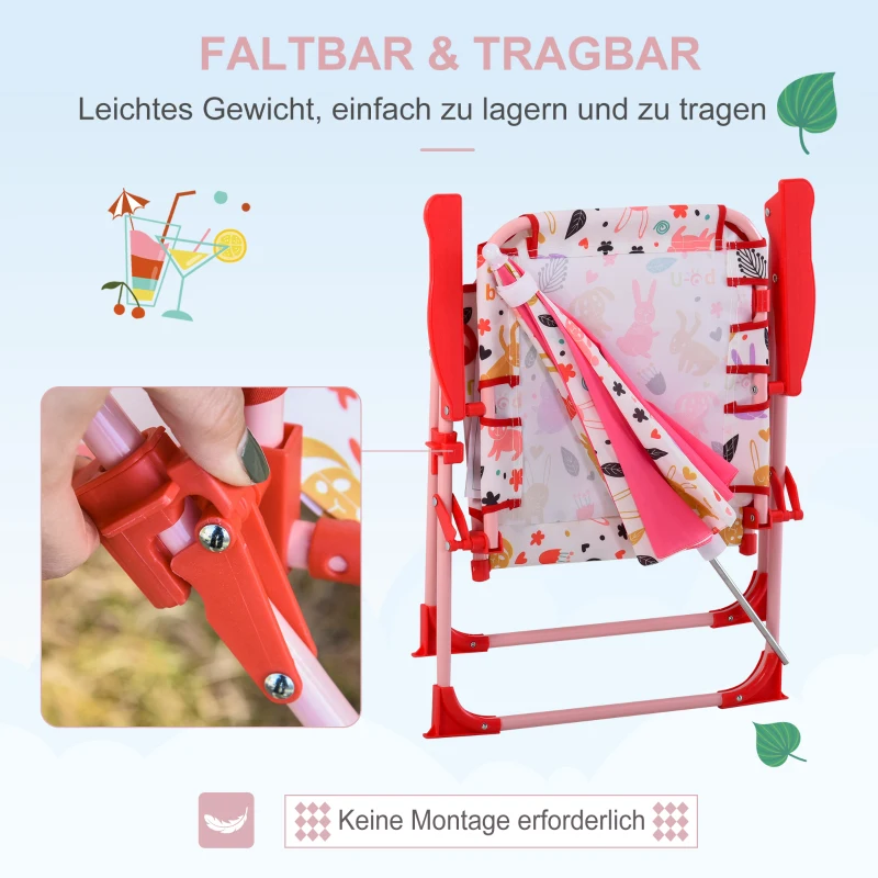 Kinder-campingstoel met parasol strandstoel opvouwbaar voor 1-3 jaar rood