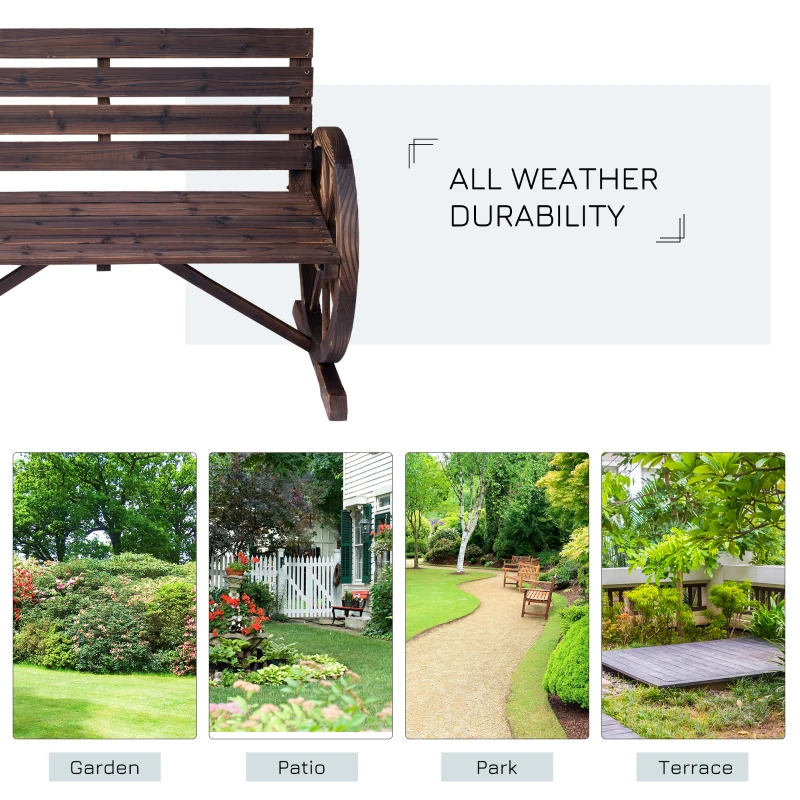 Outsunny 2-persoons tuinbank zitbank wieldesign tuinzitje houten bank landelijke stijl